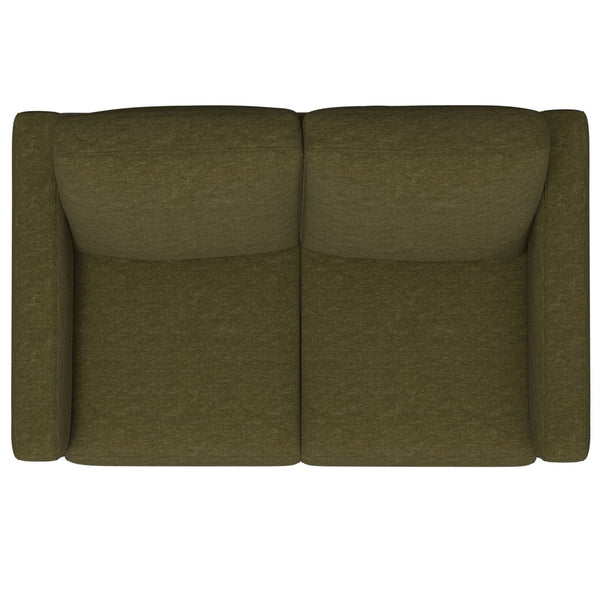 English Elm Green Olive Upholstered Loveseat with Black Metal Frame for Modern Living Rooms B361P486925