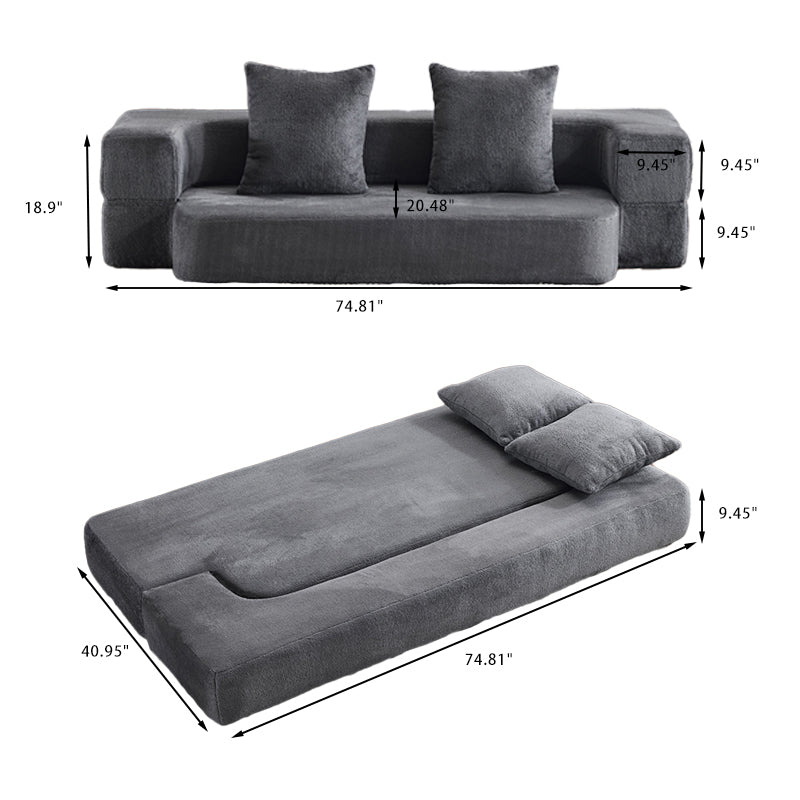 English Elm Ebern Transformable Sectional Sofa With Foam Bed - Versatile Light Grey Chenille Lounger For Small Spaces W1829P280221