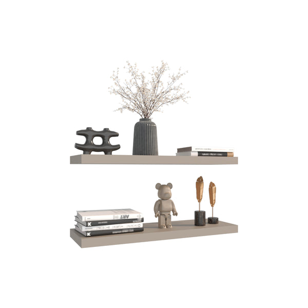 English Elm Floating Shelves - Sleek Taupe Design, 2 Modern Shelves For Stylish Storage & Display In Any Room B097P250916