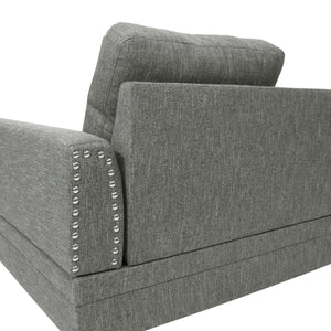 English Elm 2-PCS Ash Black Sectional Sofa with Reversible Chaise, 112" x 85" x 35" Cotton-Blend Fabric Comfort B089S00108