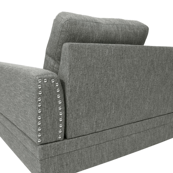 English Elm 2-PCS Ash Black Sectional Sofa with Reversible Chaise, 112" x 85" x 35" Cotton-Blend Fabric Comfort B089S00108