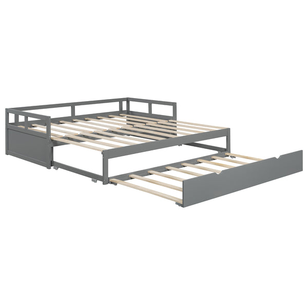English Elm Extending Twin Daybed with Pull Out Trundle Solid Pine Wood Frame Guest Room N708P336535E