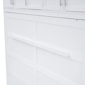 English Elm Full Size Murphy Wall Bed with Top Cabinet Storage for Studio or Guest Room LP006664AAK-1
