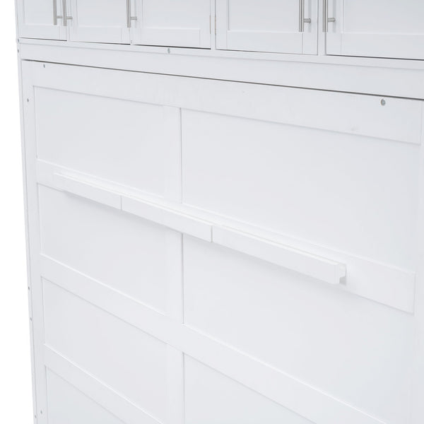 English Elm Full Size Murphy Wall Bed with Top Cabinet Storage for Studio or Guest Room LP006664AAK-1