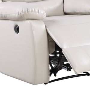 English Elm Eilbra Beige Faux Leather Power Motion Recliner with Pocket Coil Seat, Pillow-Top Arms, 220lb Capacity B2726P277896