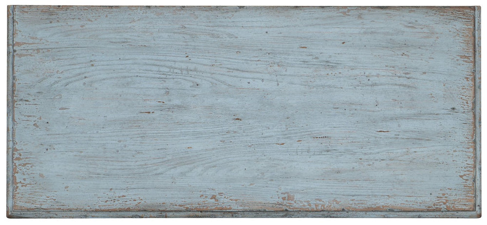 Hooker Furniture Beaumont Skylark Blue Bombe Bachelors Chest With Usb Outlet, Nightlight, Distressed Elm Veneer Design 5751-90017-40