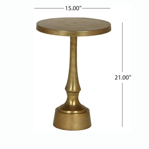 English Elm Christopher Knight Home® - Modern Aluminum Accent Table with Raw Brass Turned Base, Lightweight Rust-Resistant Aluminum, 23.25"L 67037.00