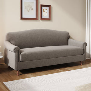 English Elm Modern Chenille Loveseat with Rolled Arms Pocket Spring Cushions and Rubberwood Legs Brown N763P362173D
