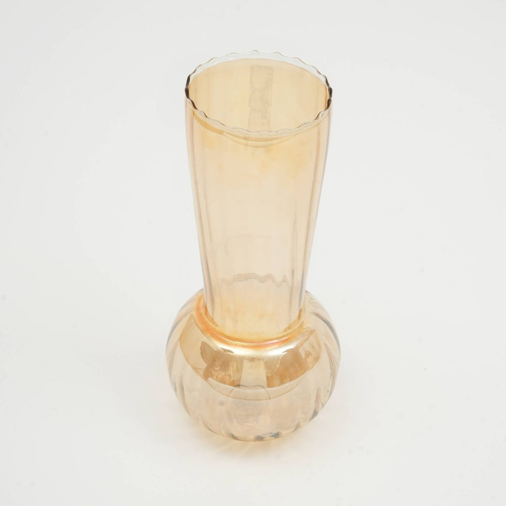 English Elm Whimsy Whirlpool Large Vase – Artisan Mouth-Blown Glass, Iridescent Orange, Perfect For Home Décor & Events B346P336880-GIGA