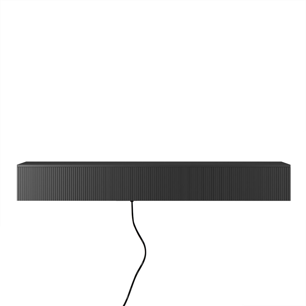 English Elm Floating TV Stand Wall Mounted with 16-Color LED Accent Lighting, 69" Modern Floating Cabinet for TVs Black 74.8 L x 17.52 W x 5.51 H W1321P237656