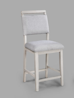 English Elm 5pc Counter Height Dining Set with Round Weathered Table and Plush High-Back Upholstered Chairs for Stylish Comfort and Everyday Entertaining Gray 51 L x 51 W x 6.25 H B011S01911