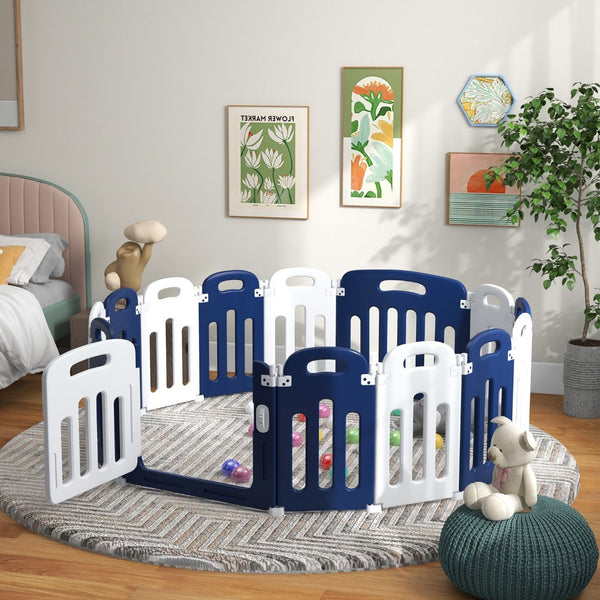 English Elm Qaba Baby Playpen - Versatile 14-Panel Safety Play Yard For Indoor & Outdoor Fun, Foldable & Stable W2225P216986-GIGA