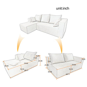 English Elm Combination Linen Sectional Sofa Bed Modular Left Corner Design for Living Rooms W3064S00003