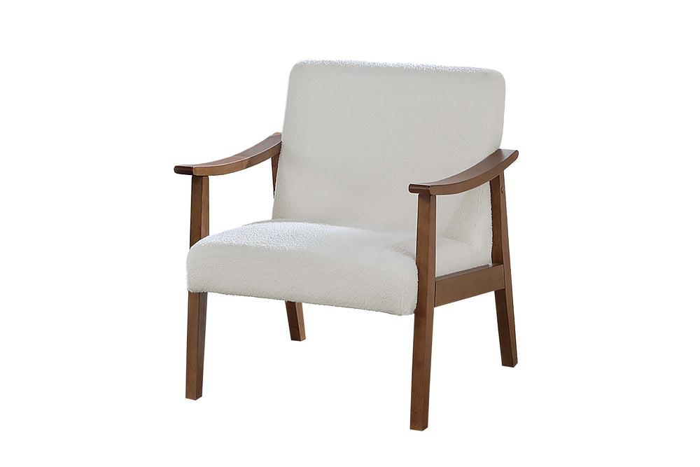English Elm Stylish Mid-Century Faux Leather Accent Chair with Wooden Frame, Sloped Arms and Padded Seat White 27 L x 13 W x 23 H B011P369875