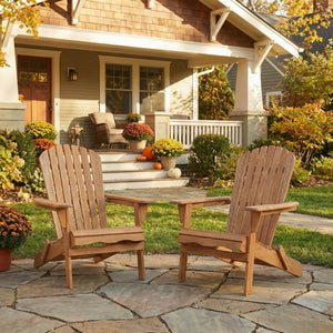 English Elm Outdoor Solid Hemlock Adirondack Chair Set Two Foldable Slatted Patio Seats W2640P400927
