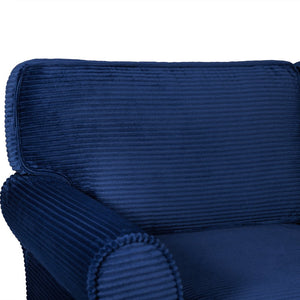 English Elm 57" Corduroy Two Seater Sofa Removable Cushions Solid Wood Frame Compact Living Room Blue W2715P433632