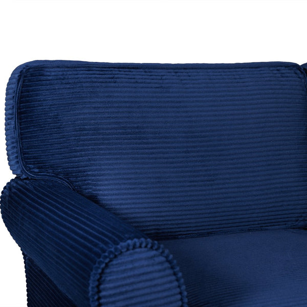 English Elm 57" Corduroy Two Seater Sofa Removable Cushions Solid Wood Frame Compact Living Room Blue W2715P433632