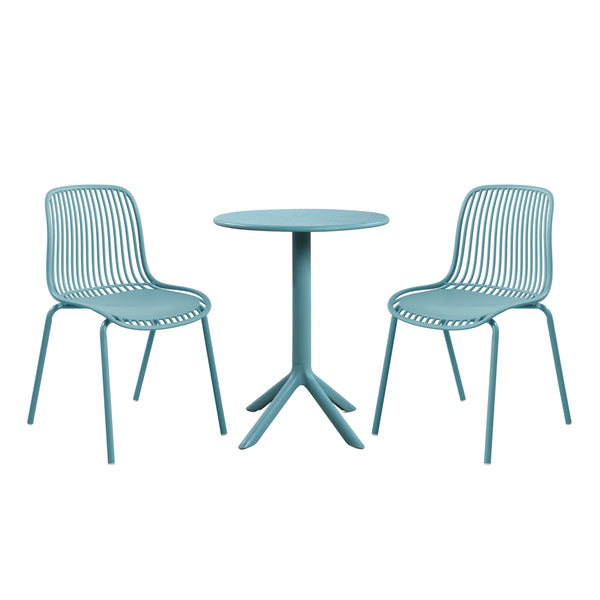English Elm Eldred Outdoor Stackable Dining Chairs Set of 2 Uv Resistant Patio Seating Sky Blue N776P390471B