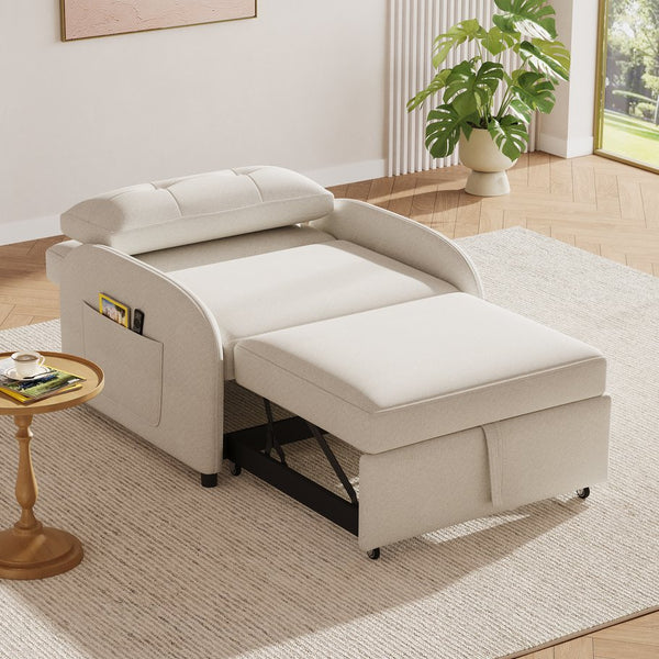 English Elm Christopher Knight Home® - (Old 3-in-1 Convertible Sleeper Sofa Bed with Pillow & Pocket, Compact Loveseat with Pull-Out Bed and Wheels Beige N765P34284849W