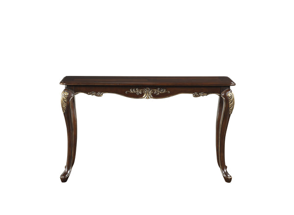 English Elm 1pc Traditional Croydon Cocktail Table in Dark Cherry Finish with Gold Tipping and Cabriole Legs, Elegant Living Room Accent Cherry 55 L x 21 W x 8 H B011P387134