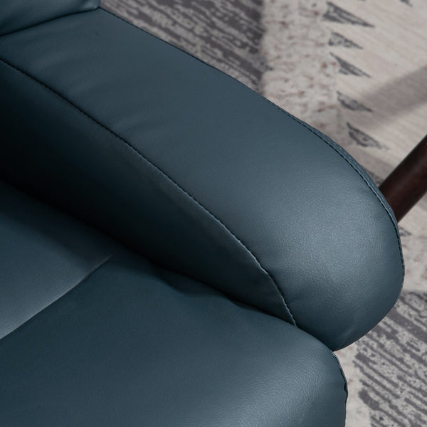 English Elm HOMCOM PU Leather Massage Recliner with Ottoman, 360° Swivel, Remote Control, Heat & Multi-Mode Comfort Blue W2225P173860