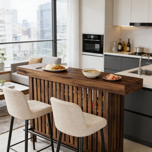 English Elm Bar Table Two Tier Industrial Metal Frame Open Shelf Home Kitchen Entertaining Stand T3971P452823