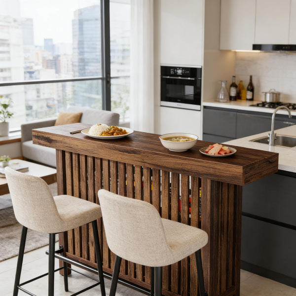 English Elm Bar Table Two Tier Industrial Metal Frame Open Shelf Home Kitchen Entertaining Stand T3971P452823