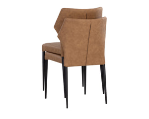 Sunpan James Stackable Dining Chair Set of 2 - Stylish Faux Leather with Unique Backrest Design, Modern Charm Bounce Nut