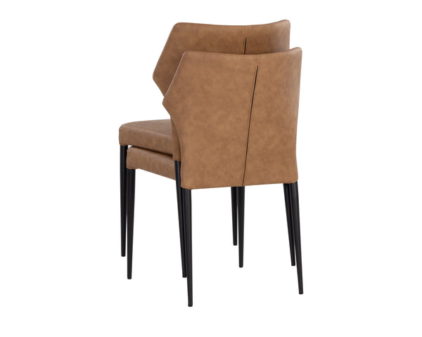 Sunpan James Stackable Dining Chair Set of 2 - Stylish Faux Leather with Unique Backrest Design, Modern Charm Bounce Nut
