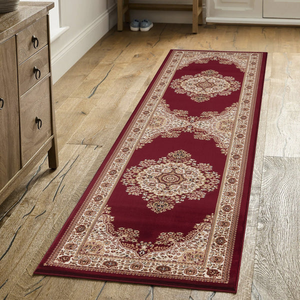 English Elm Manchester Area Rug - Red 2'7" X 9'10" | Durable, Kid & Pet-Friendly, Easy Care For High Traffic Spaces B186P316803