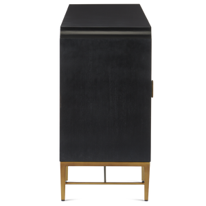 Kallista Blue Credenza - Elegant Dark Sapphire Finish with Antique Brass Accents for Sophisticated Spaces