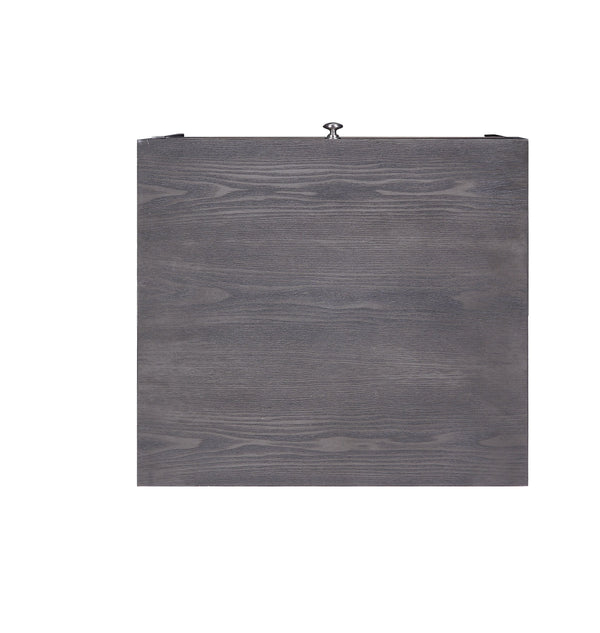 English Elm Iban Gray Oak End Table with Felt-Lined Drawer & Chrome Metal Sled Base, Compact 22"x20" B2726P269989