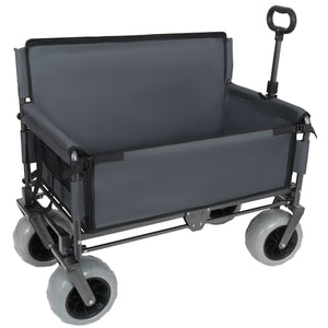 English Elm 3-in-1 Folding Utility Wagon Converts to Bench Seat with All-terrain Balloon Tires Gray W2932P312720