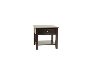 English Elm Simple Contemporary End Table with Walnut Veneer Top and Solid Rubberwood Legs, Square 22" Accent Table Antique Black,Espresso 11 L x 24 W x 27 H HSESF00F6388