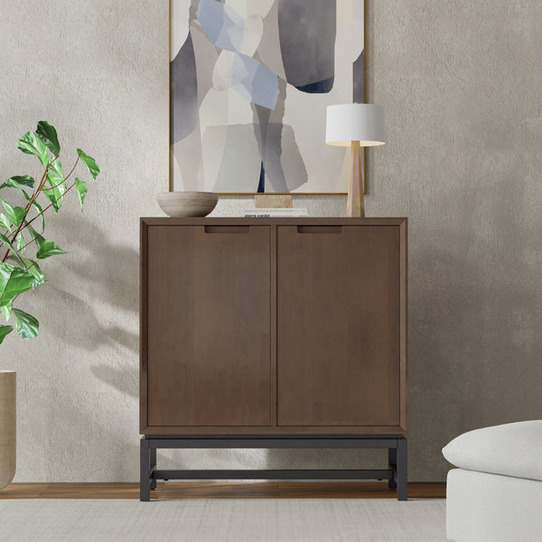English Elm Banting Solid Rubberwood Storage Cabinet with Graphite Metal Base for Home Office B136P436060