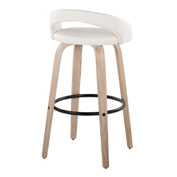 English Elm Fixed-height Swivel Barstools Whitewashed Bentwood Faux Leather Kitchen Island Set B202S01912