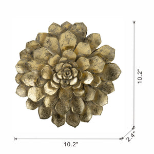 English Elm D10.2X2.4" Luxurious Gold Succulent Wall Plaque Set - Elegant Décor For Modern Interiors & Gallery Walls W2078P223119
