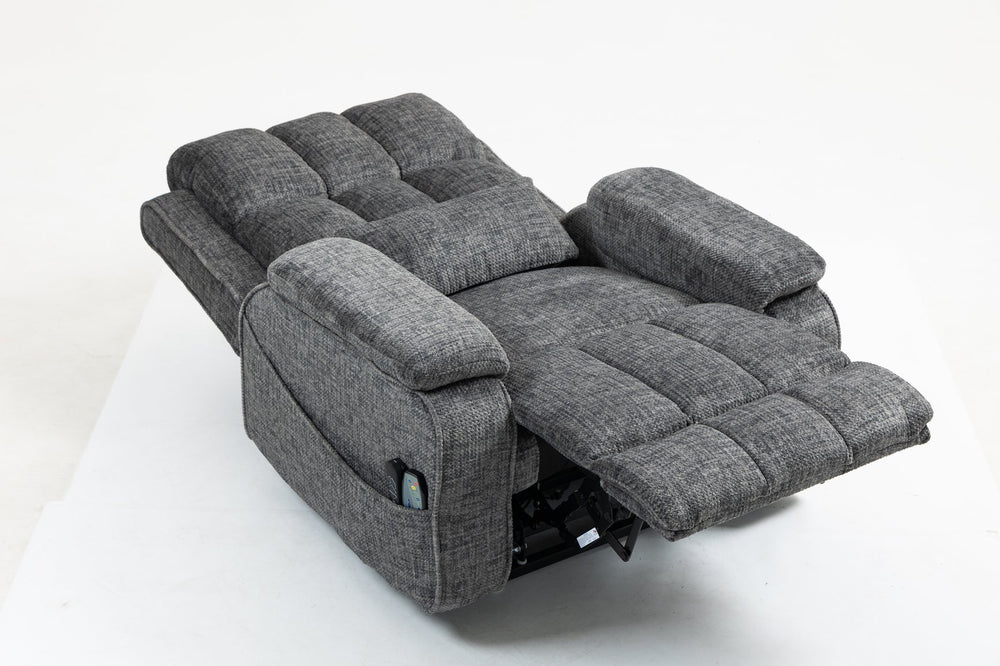 English Elm Oversized Power Lift Recliner Chair with Massage Heating and Usb Charging for Living Room Grey W547S00071