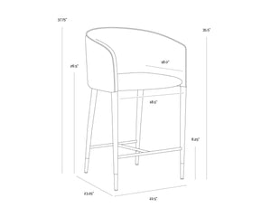 Sunpan ASHER Counter Stool - Stylish Flint Grey Fabric & Napa Taupe Faux Leather for Modern Spaces 104919