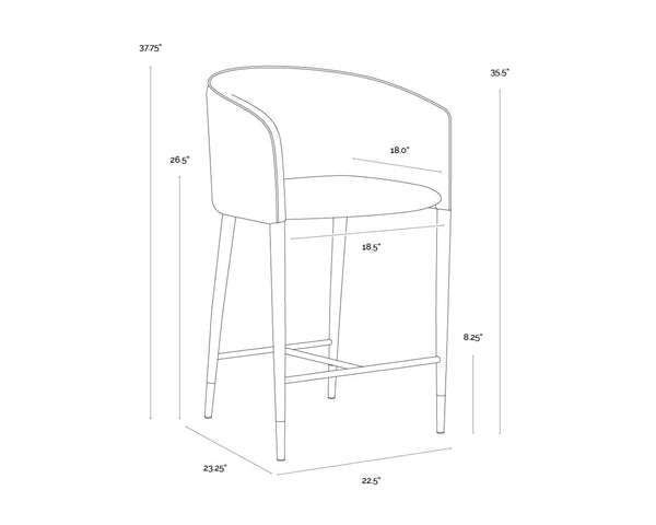 Sunpan ASHER Counter Stool - Stylish Flint Grey Fabric & Napa Taupe Faux Leather for Modern Spaces 104919