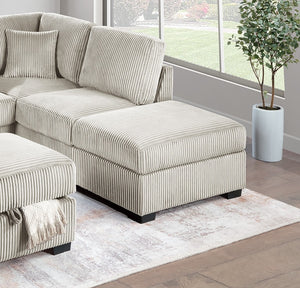 English Elm Camel Wide-Welt Corduroy Sectional Sofa Set with Reversible Chaise, USB & Storage Ottoman, Plush B011S01772