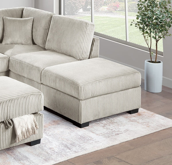 English Elm Camel Wide-Welt Corduroy Sectional Sofa Set with Reversible Chaise, USB & Storage Ottoman, Plush B011S01772