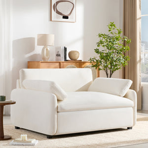 English Elm 50*43" Oversized Chenille Armchair Deep Lounge Seat Modern Minimalist Living Room Chair Cream N723S5042A