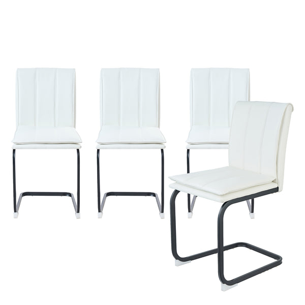 English Elm Modern Pu Leather Cantilever Dining Chairs Set of 4 with Steel Arc Frame for Kitchen W5123P454210