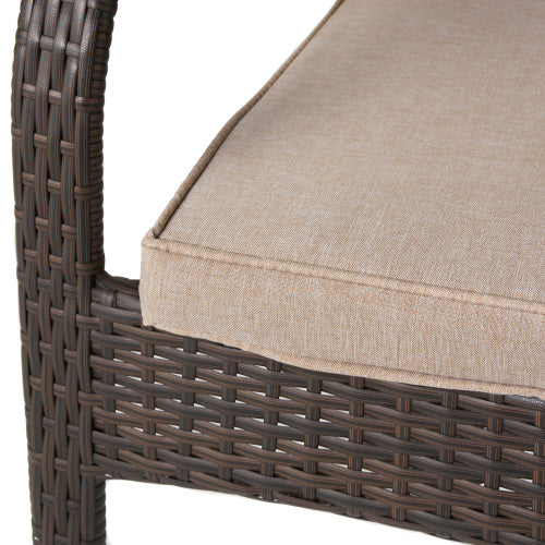 English Elm Outdoor Wicker Patio Chair Set of Four Stackable Iron Frame with Cushions N769P334782A