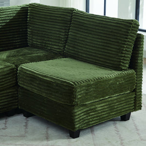 English Elm Corduroy Plush U-Shaped Sectional Sofa with Storage Ottoman, Pet-Friendly Durable Modular Comfort Green W2915S00065