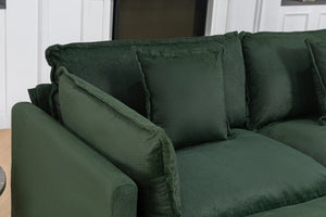 English Elm Modern Chenille Sectional Sofa Modular Sleeper with Ottoman Chaise and Waist Pillows Antique Green W2530S00022