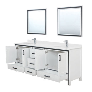 English Elm White Double Bath Vanity 84 in W x 22 in D with Cultured Marble Top, Chrome Faucet & 34" Mirrors, Durable B2731S01147