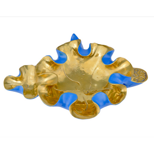 Wrapped Lotus Leaf Decorative Bowl - Exquisite Handcrafted Bronze Vessel, Elegant Green & Gold Design