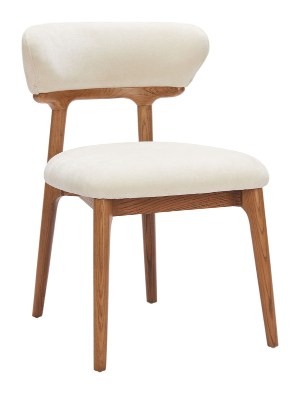 Cedar Dining Chair Set of 2 - Modern White & Walnut Design with Premium Fabric & Solid Wood